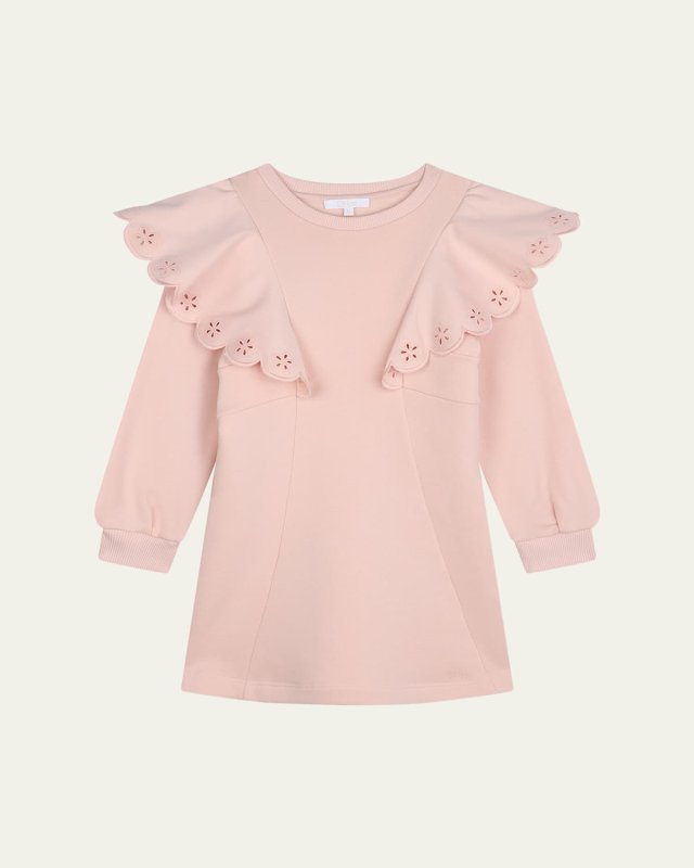 Girl's Scalloped Embroidered Dress, Size 6-
